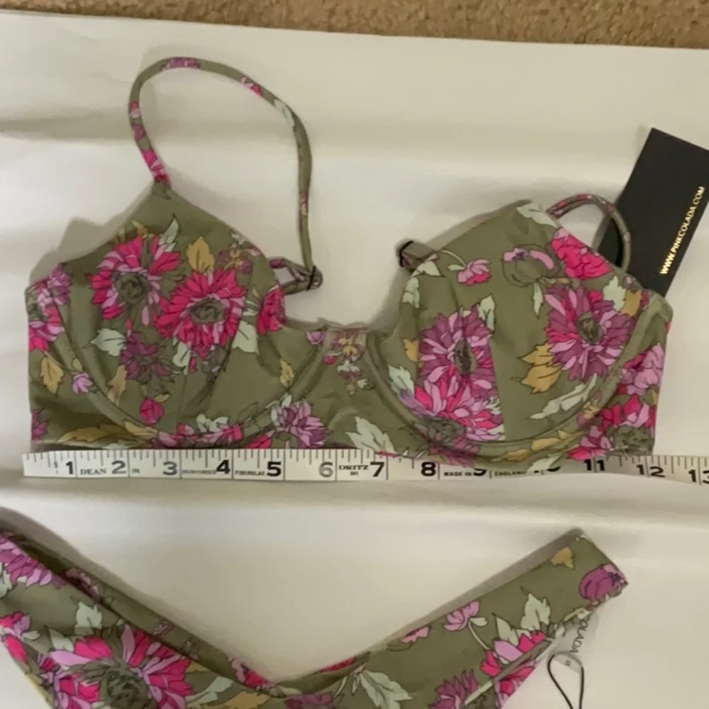 PinaColada Swim Green Floral Bikini NWT |Green/Pink | Size: SMALL - Picture 8 of 8